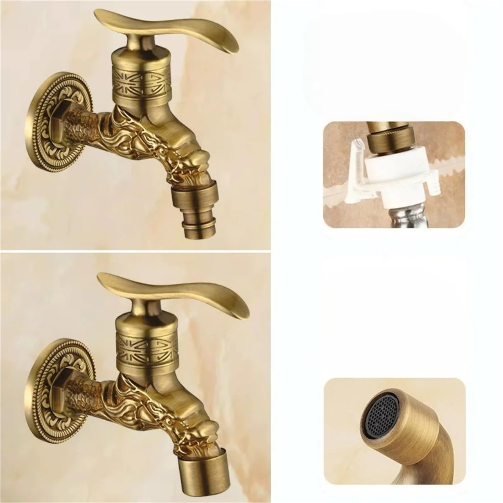 Wasserhähne im Freien Bibcocks Wasserhahn, Waschmaschine, Gartenhahn, Messing, Drachenmopp, for den Außenbereich, kalt(Short C)