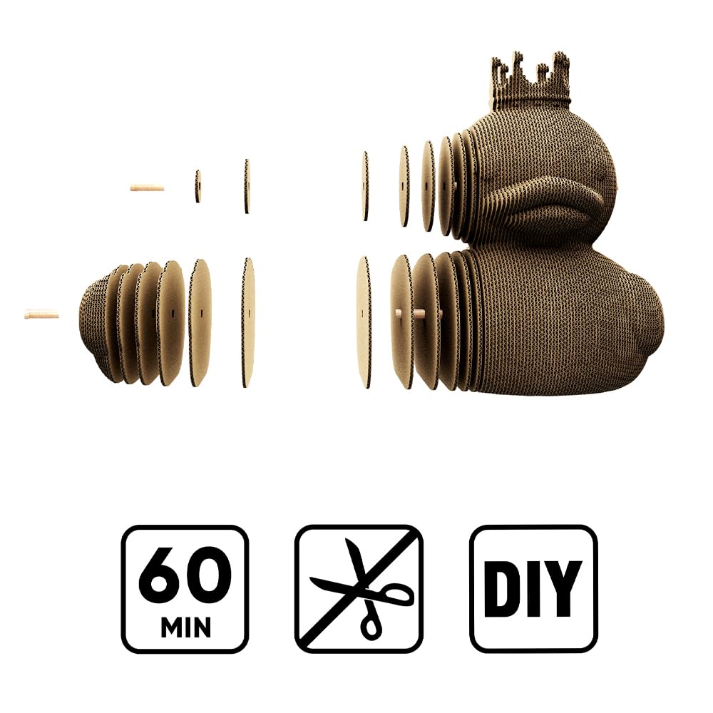 Canard Puzzle 3D en Carton – Maquette à Monter | 104 Pièces, 16 × 15 × 13 cm – Kit Sculpture DIY à Peindre, Matériaux Recyclés, Ados & Adultes, Idée Cadeau Déco