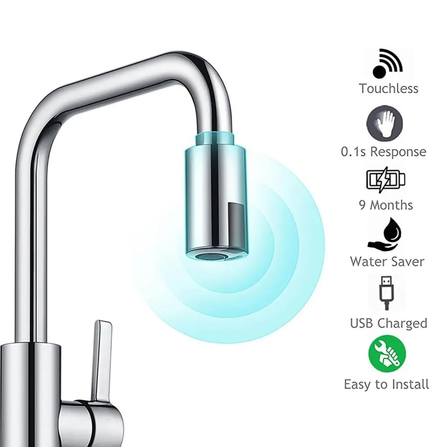 Grifo sin contacto, adaptador de grifo sin contacto, adaptador automático de sensor de movimiento de 2 modos, baño de ahorro de agua para cocina y baño