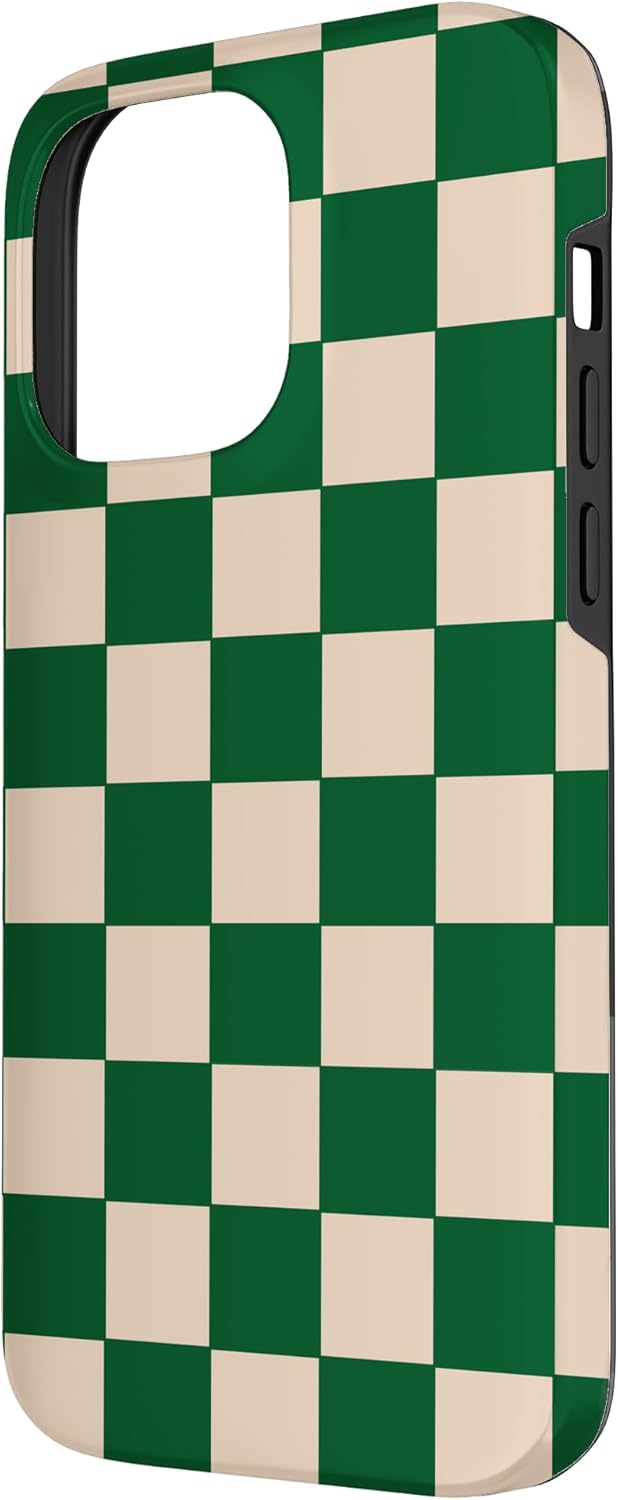 White Cream Green Checkered Checkerboard Case for iPhone 14 Pro Max