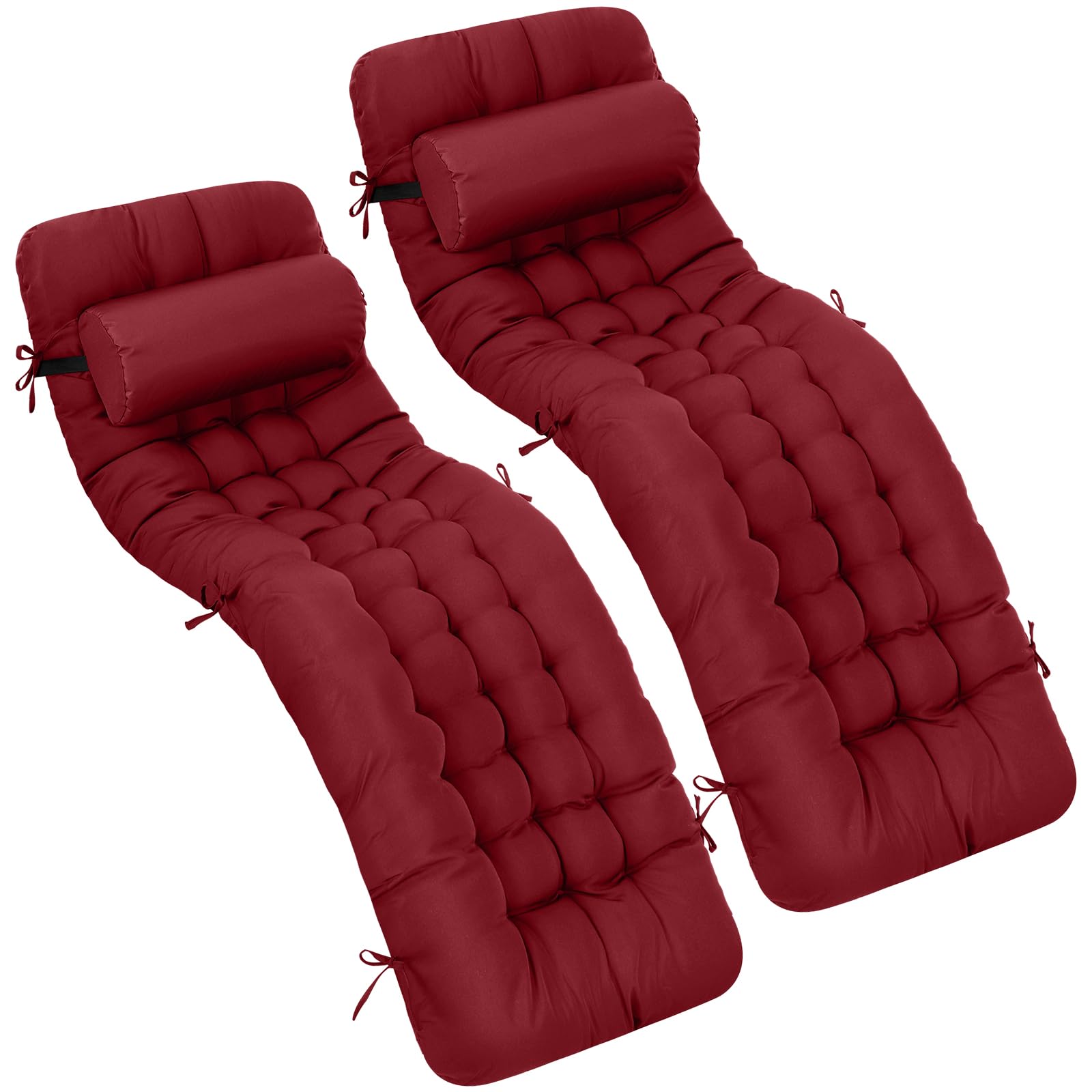 Photo 1 of Tudomro Outdoor Chaise Lounge Cushion, Burgundy, Set of 2