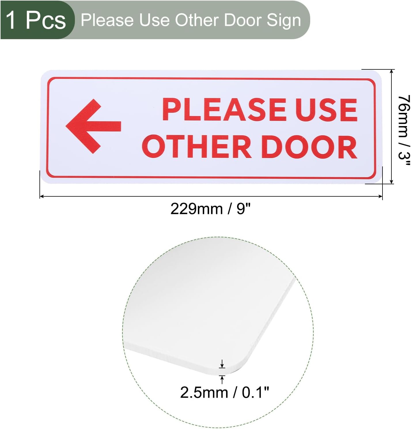 YOKIVE Please Use Other Door Sign, ABS Plastic Self-Adhesive Use Other Door Sign Sticker with Arrow, Great for Business Office Entrance Stores(White/Red, 9 x 3.-Inch)