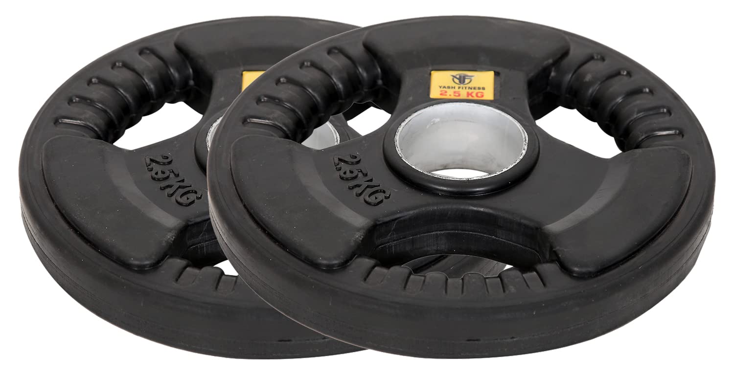 Quad Rubber & Integrated Metal Grip Olympic Finger Weight Plates; Rubber Weight; Rubber Plates; Home Gym(2.5 kg)-image-48