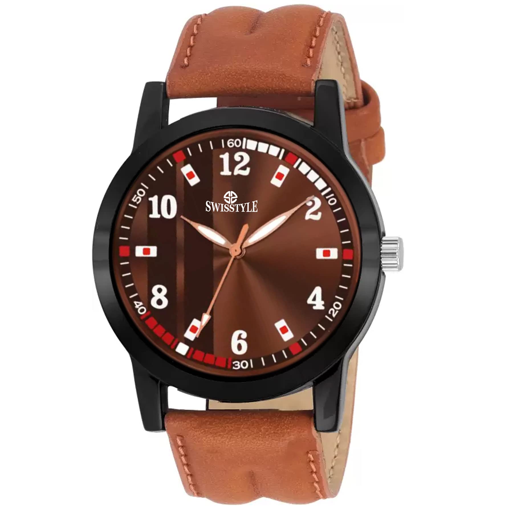 SWISSTYLE Leather Expedition Brown Dial Analog Watch For Men-SS-GR168-BRW-BRW