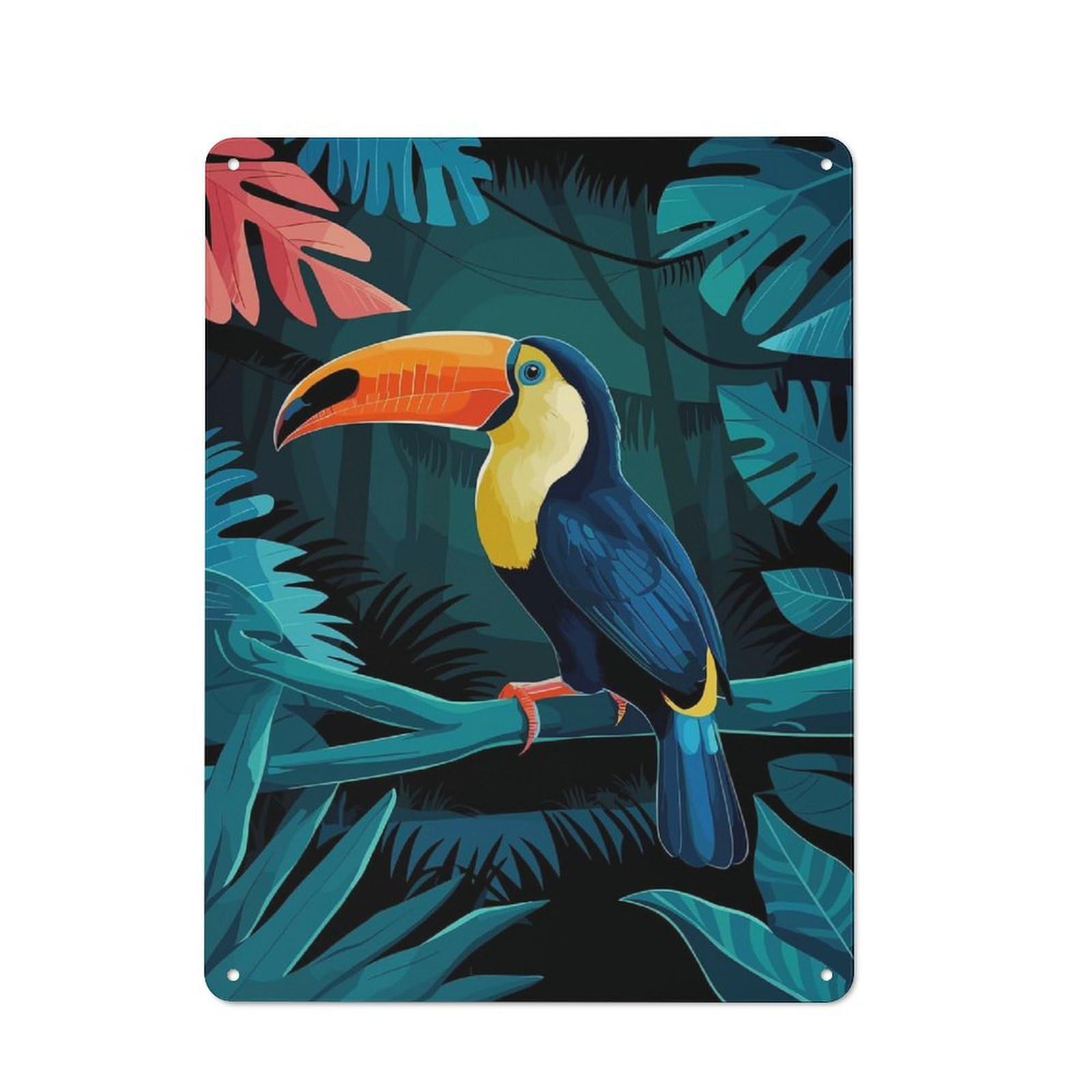 Junmoney Toucan In The Jungle Vintage Printed Metal Sign 40X30cm For Café Or Home Bar, New Home Wall Decor For Hospitality Decor Collectors