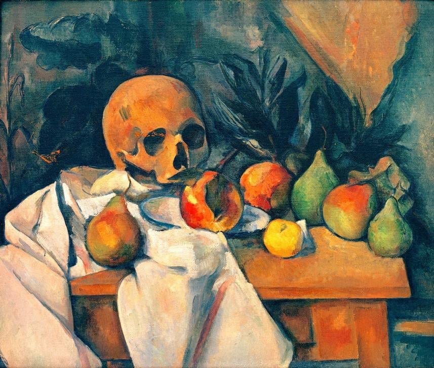 Nature morte au crâne Cézanne affiche toile pour portrait décoración mural