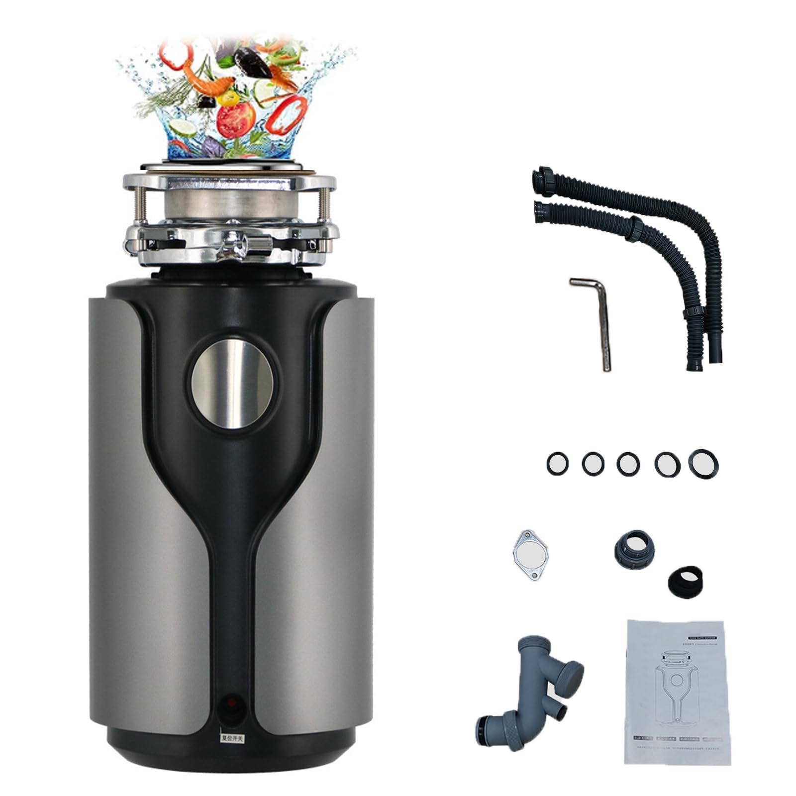 Eliminación de Basura, Triturador de Residuos de Alimentos de 560 W, Capacidad de 1200 ml con 7 Niveles de Molienda y Protección contra Sobrecarga de Temperatura