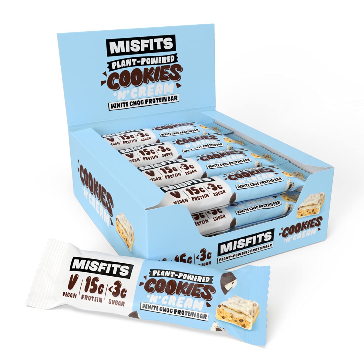 Buy Misfits Vegan Protein Bar, Cookies & Cream, Plant Based Chocolate