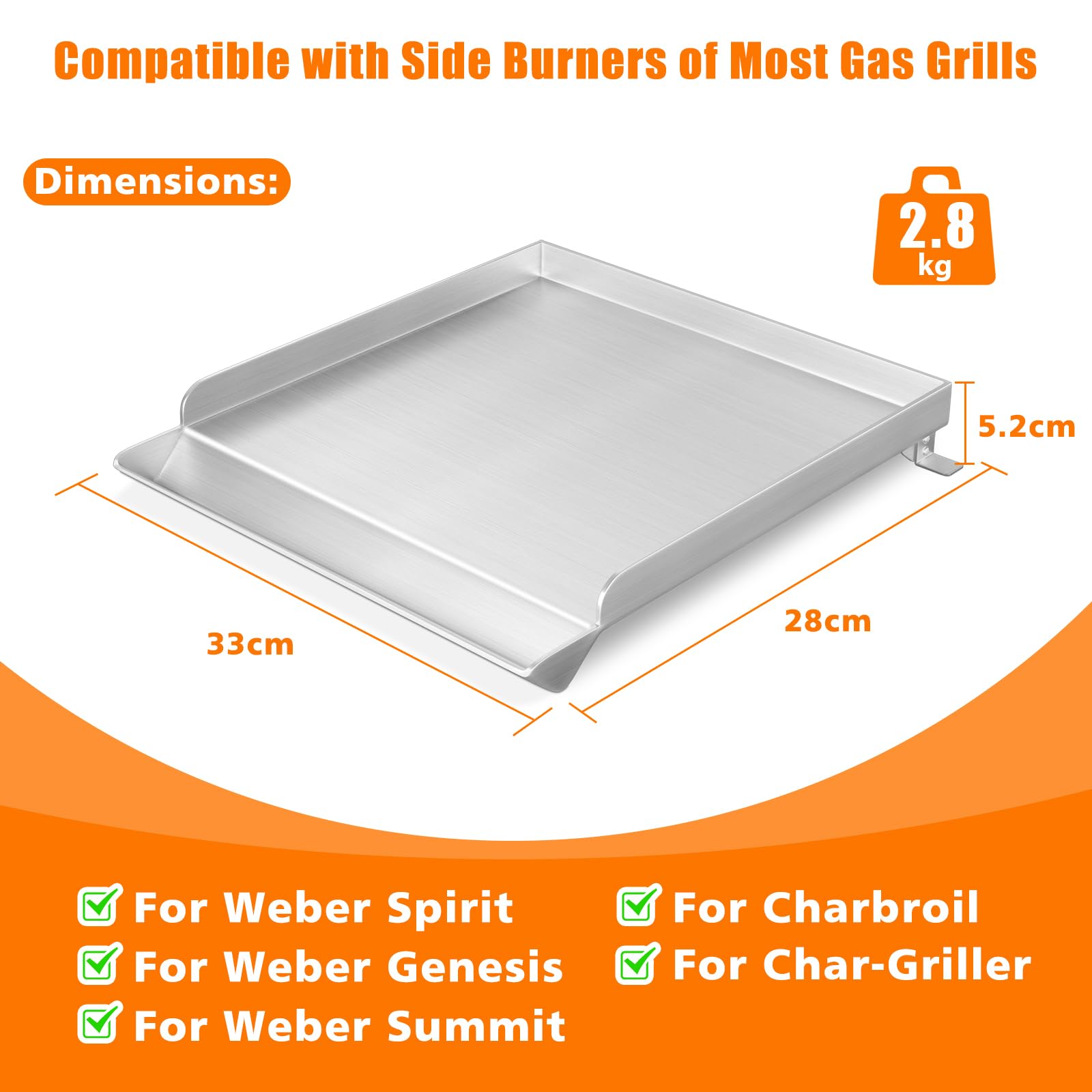 GFTIME 92341 44 x 14,4CM Piastra Diffusore di Calore Parti di Ricambio per Charmglow Perfect Flame , Accessori Barbecue Copri Bruciatore Acciaio Inox Barre Flavorizer per altri Griglia (3 Pezzi