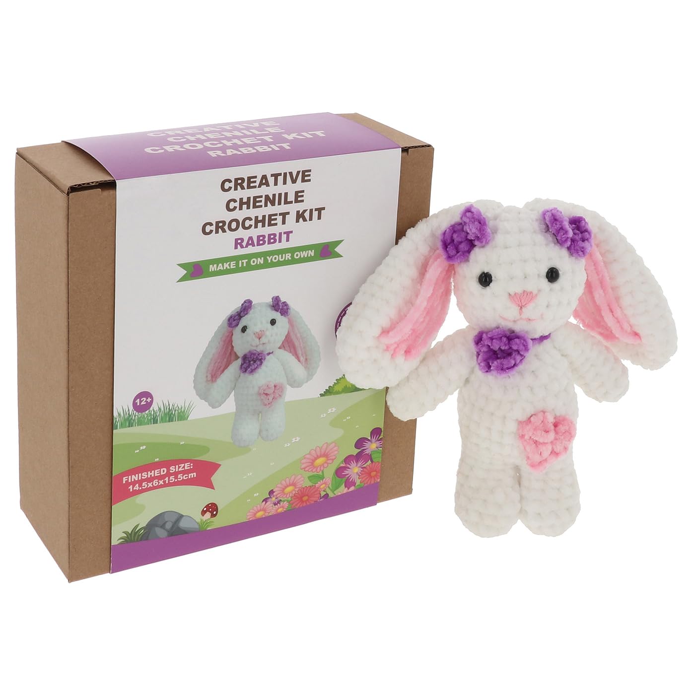 Shudehill Giftware Multicolour Chenille Creative Crochet Kits Bear, Bunny, Horse, Duck, Dog, Fairy & More - Perfect For Learning Or Experienced Crocheters (Bunny)