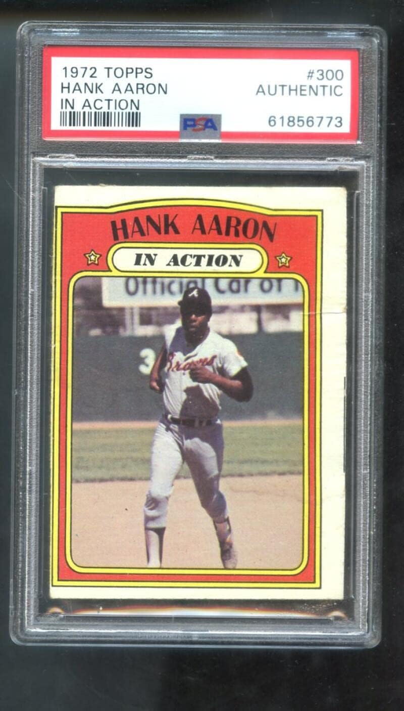 1972 Topps #300 Hank Aaron In Action IA PSA AUTHENTIC Graded Baseball Card MLB Atlanta Braves