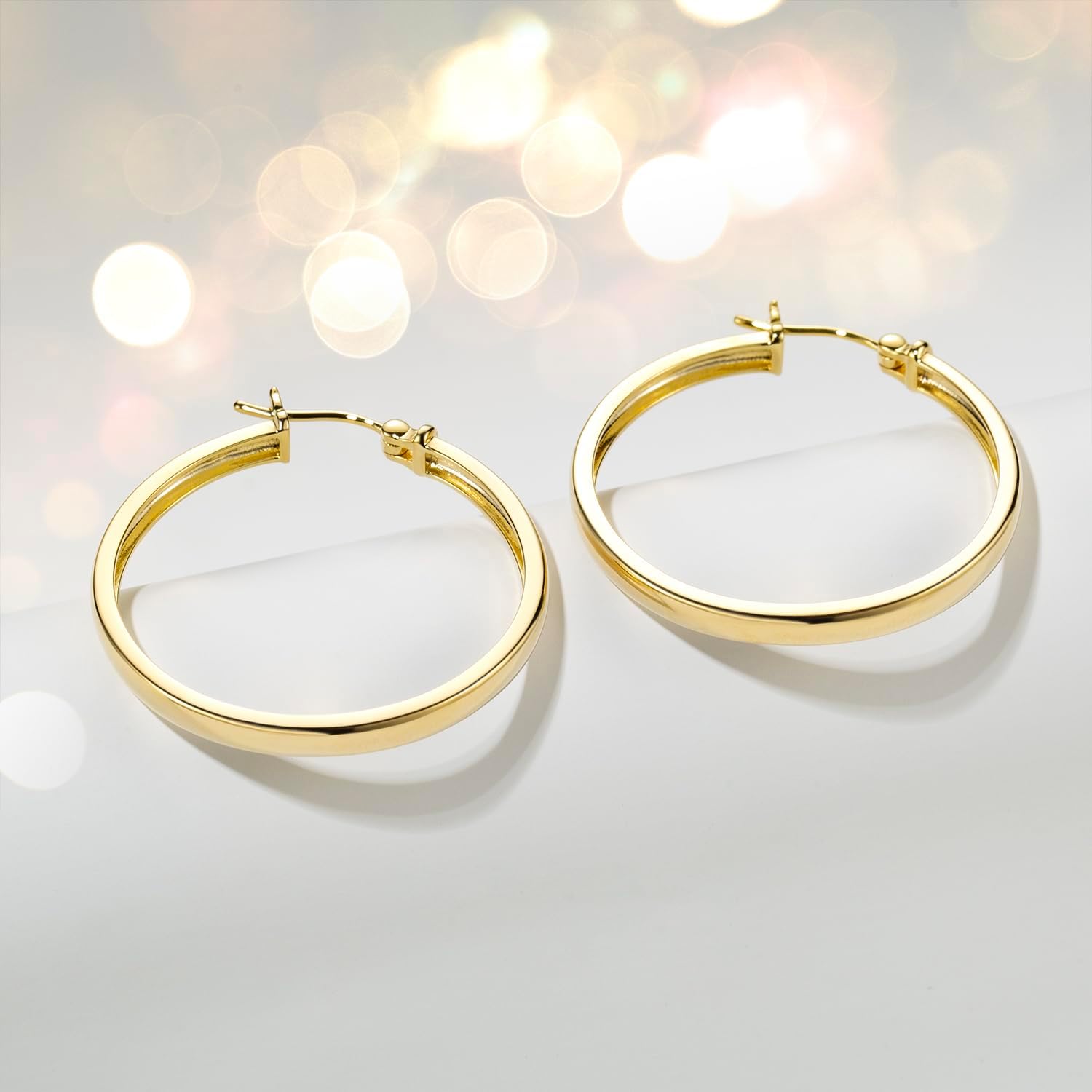 14K Gold Hoop Earrings for Women Gold Earrings for Womens Earring Grandeur Thick Elegance 14 Karat Hoop Earring for Women 30mm