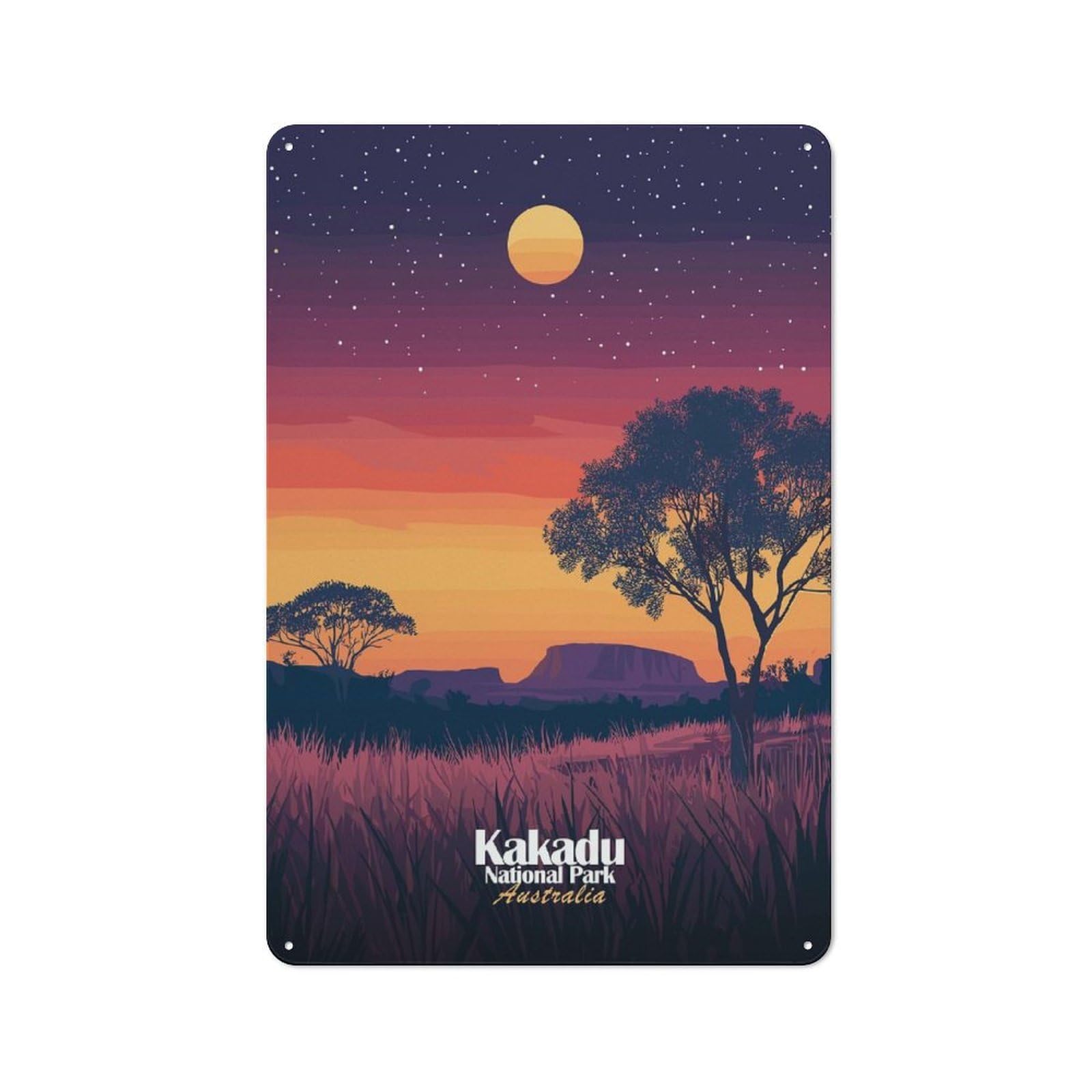 Kakadu National Park Sunset Tin Sign 30x20cm, Creative Studio Wall Plaque for Hobby Room, Office, Lounge Or Living Room