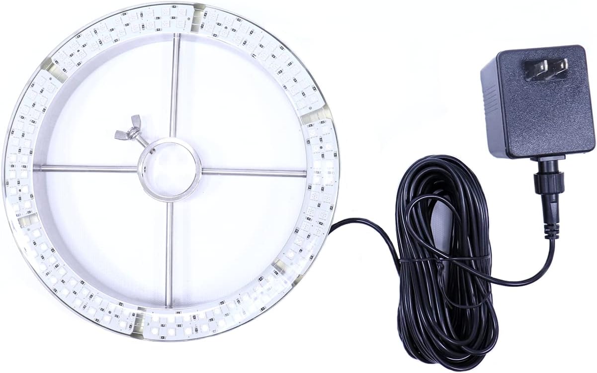 Custom Pro 1500 Fountain with Red, White, and Blue Color Changing 120 LED Light Ring, Energy Efficient Pump, 3 Spray Nozzles, Telescoping Riser & 33 Foot Power Cords