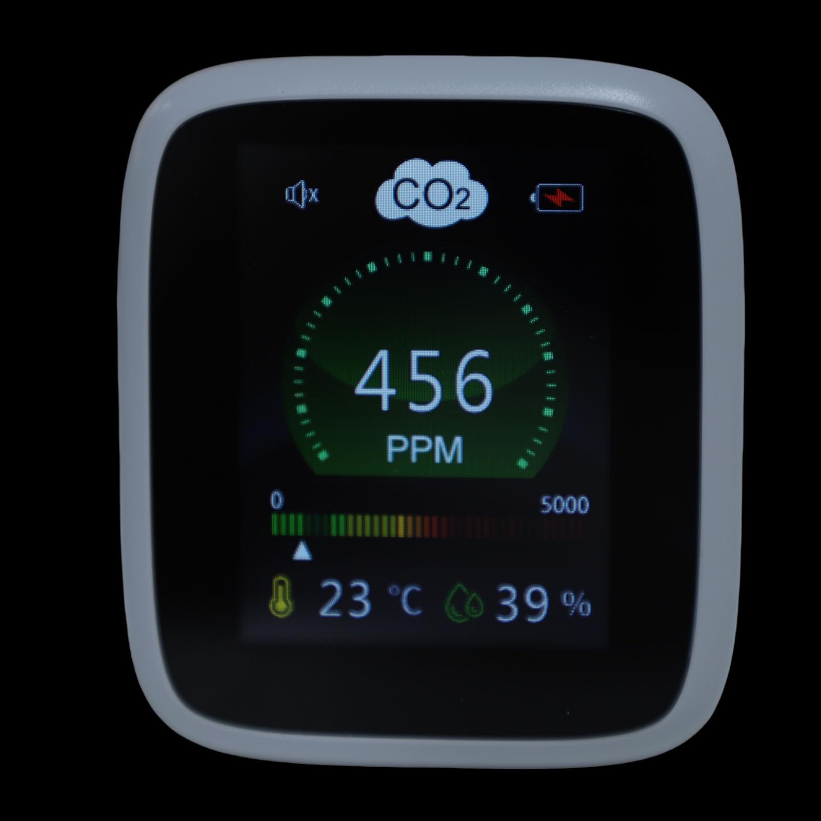 Monitor de CO2 Portátil con Sensor NDIR, Detector de Dióxido de Carbono 3 en 1, Monitor de Calidad del Aire para Viajes en Casa, Oficina, Medidor de Temperatura y Humedad, Alarma de 400
