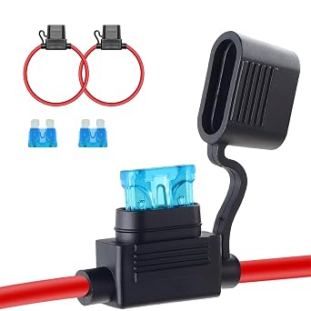 2PCS Fuse Holder, Inline 12V 18AWG Car Gauge Inline Fuse with 10A ATC/ATO Standard Fuses for Automotive, Marine Lighting 16AMG
