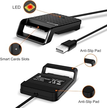 ZOWEETEK CAC Card Reader for Military Card, Smart Card Reader, Windows Mac | Plug & Play, Compatibility with DoD CAC, Supports Windows Mac, id card reader, piv card reader, black, portable
