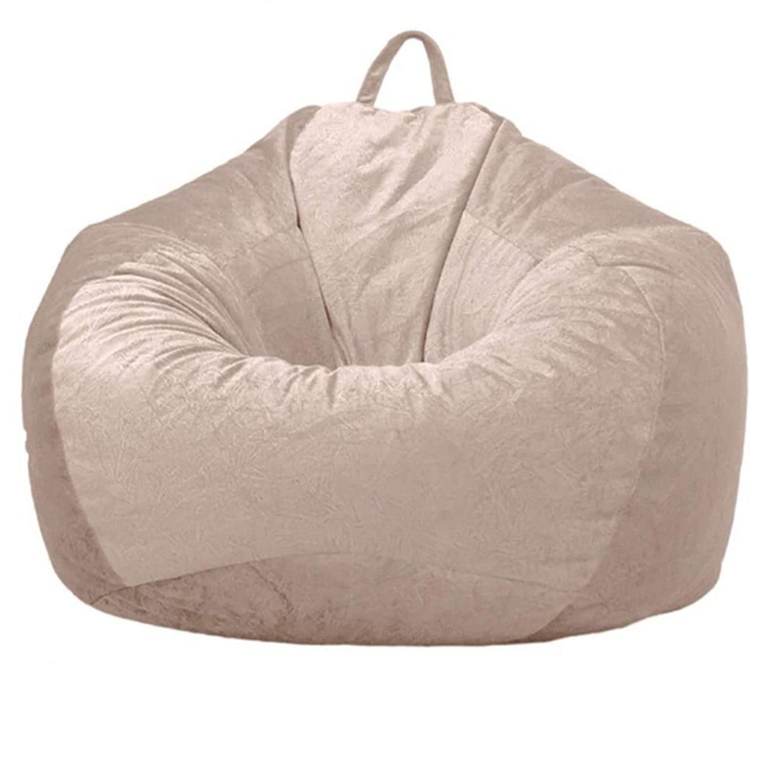 JHLD Bean Bag Chair Cover (No Filler), Oversized Bean Bag Cover Plush Soft Zipper Beanbag Cover Stuffed Animal Storage Bean Bag Chair Cover for Kids and Adults-Beige-39 x47