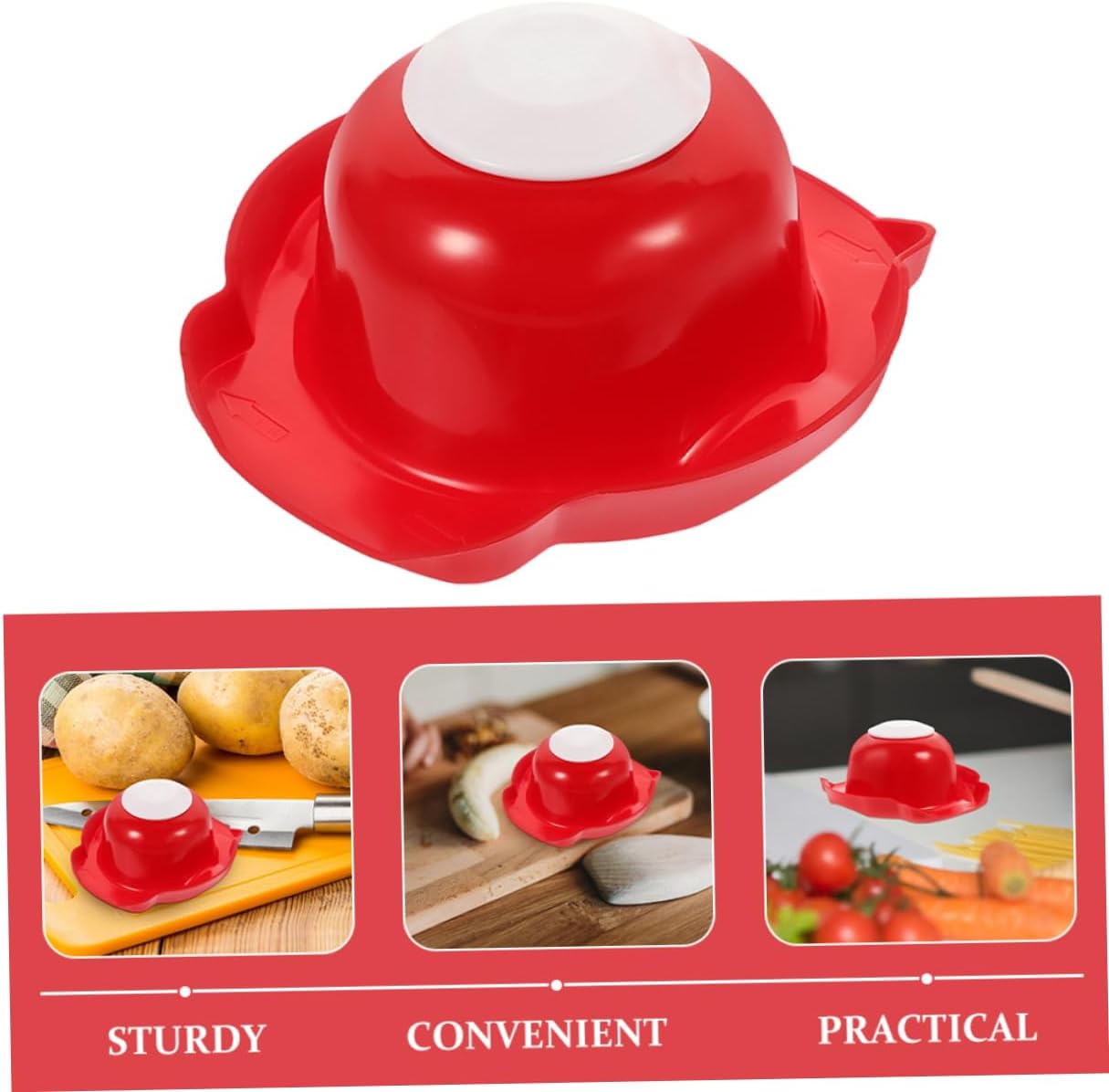 MAGICLULU Safety Grating Slicing Handheld Guard Finger Protector for Mandoline Slicer Kitchen Tool Food Holder for Cutting Vegetables Fruits Red
