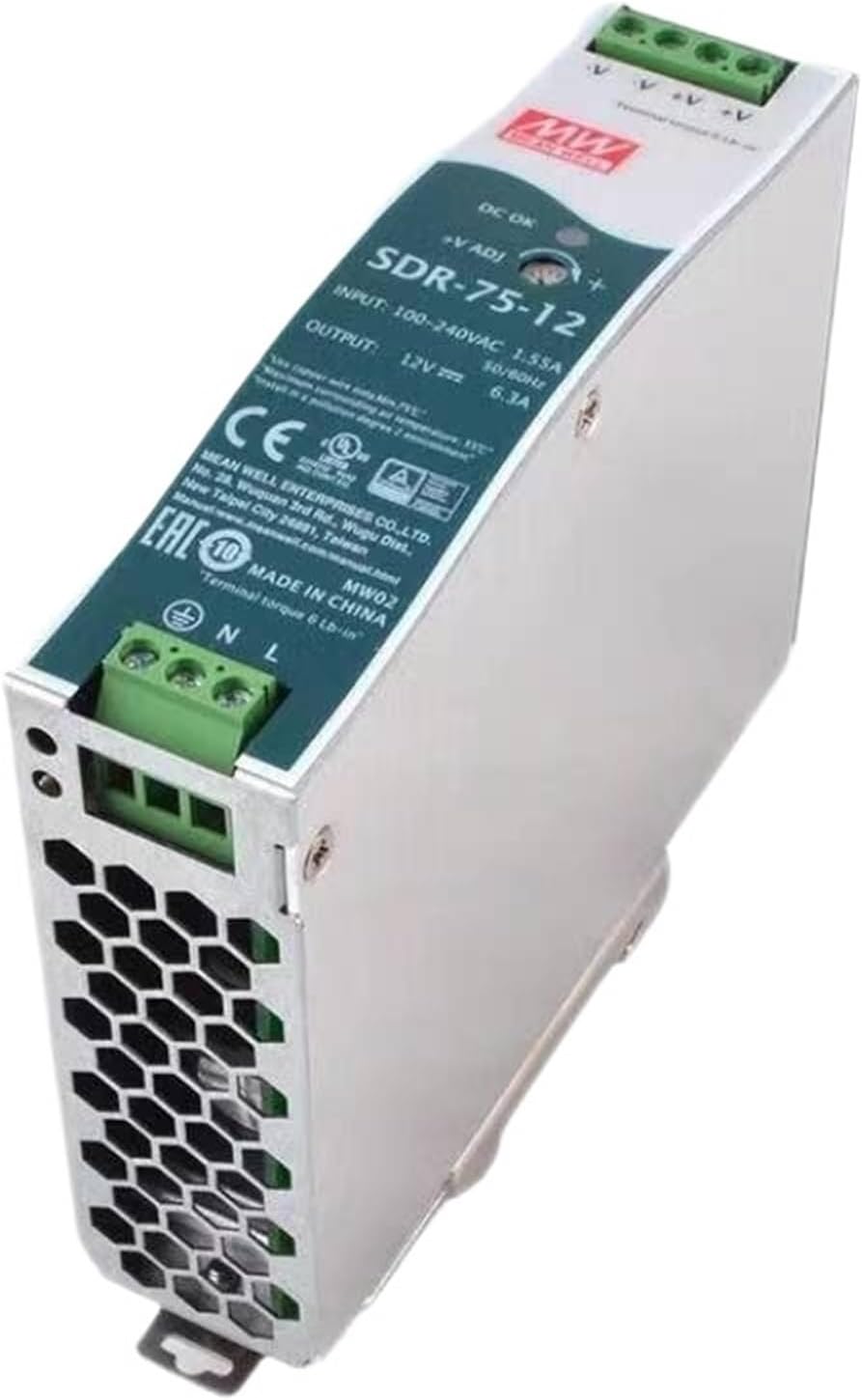 1PCS SDR-75-12 12VDC 6.3A Single Output Industrial DIN Rail Switching Power Supply with PFC