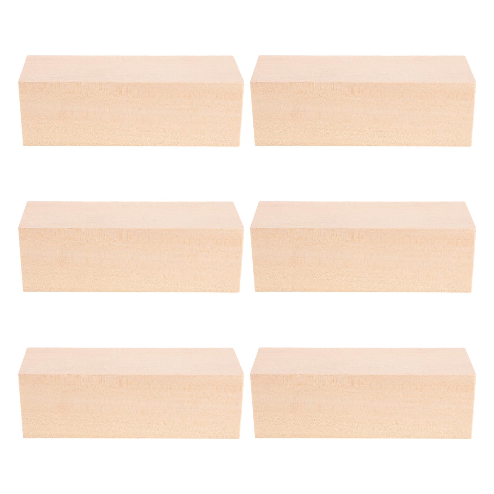 6 Bloques de Madera para Tallar Grano Suave y Resistente al Desgaste – Bloques de Madera Naturales Rectangulares para Manualidades, Proyectos Artísticos y Bricolaje