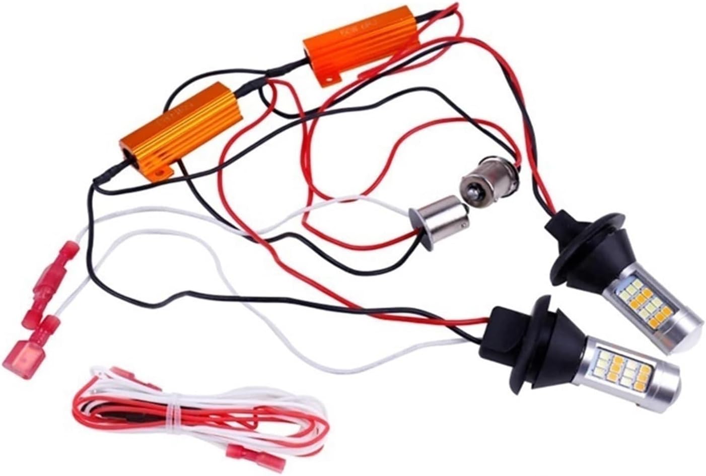 2pcs BA15S 1156 P21W BAU15S PY21W T20 W21W 7440 42LED Canbus DRL Running Lights Turn Signal Light Dual Mode for Car Lighting(1156 BA15S P21W,White N Amber)