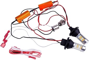 2pcs BA15S 1156 P21W BAU15S PY21W T20 W21W 7440 42LED Canbus DRL Running Lights Turn Signal Light Dual Mode for Car Lighting1156 BAU15S PY21W,White N Amber