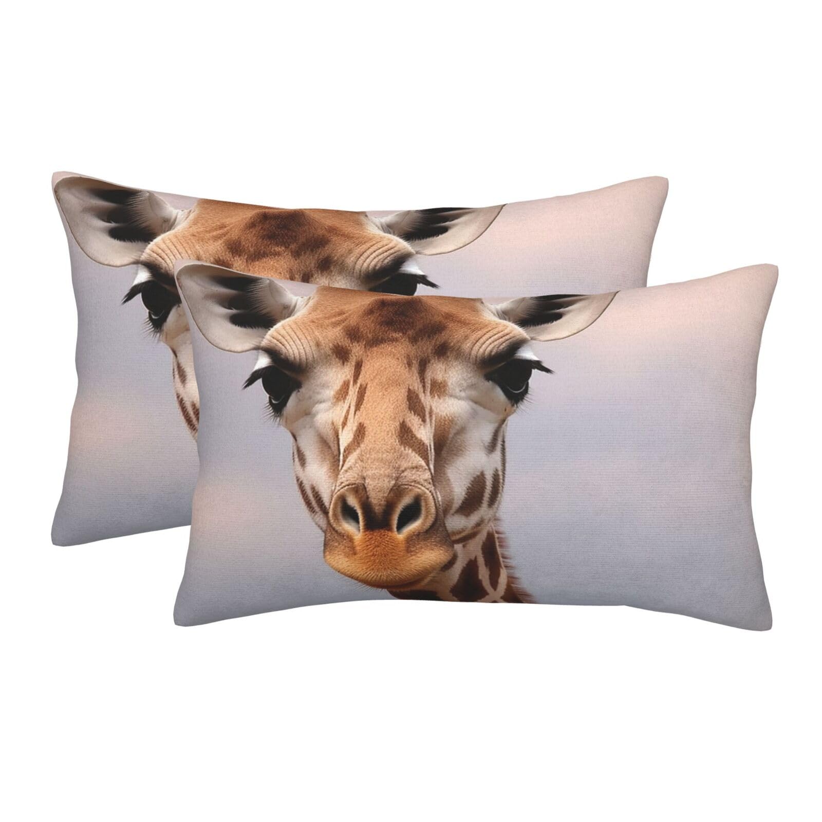 2 Pack Standard Size Pillow Cases for Hair and Skin Soft Breathable Pillow Case Covers with Hidden Zipper Cute Giraffe Pillowcase 20"x30" Pillow Cover for Sleeping Gift