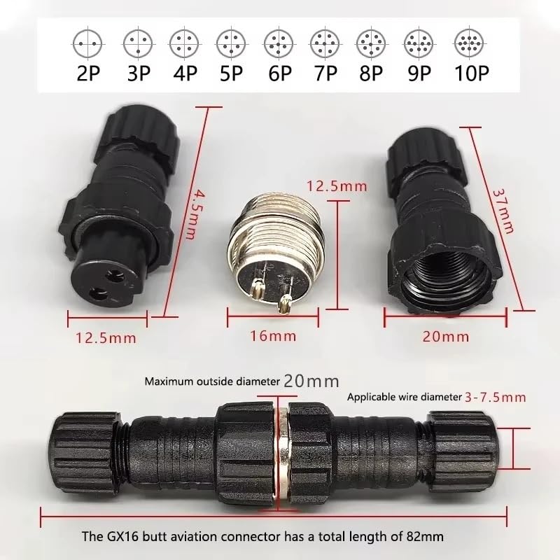 Conector Aviación GX16 5 Set con Tuerca Impermeable miniatura 7