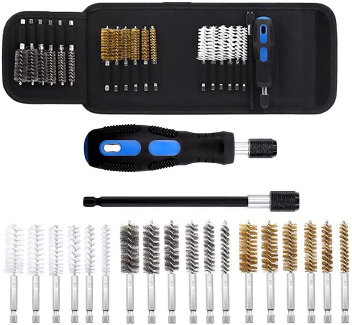 Gun Cleaning Kit, Multifunctional Pipe Dredge Nylon Brush, Bronze Brush, Stainless Steel Brush, Universal Barrel Cleaning Kit with Ergonomically Designed Handle for Men Women