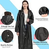 Vista 2 de Ponchos de lluvia para adultos (2-5 piezas), abrigo de lluvia ligero, impermeable para mujeres y hombres Negro 5 piezas.