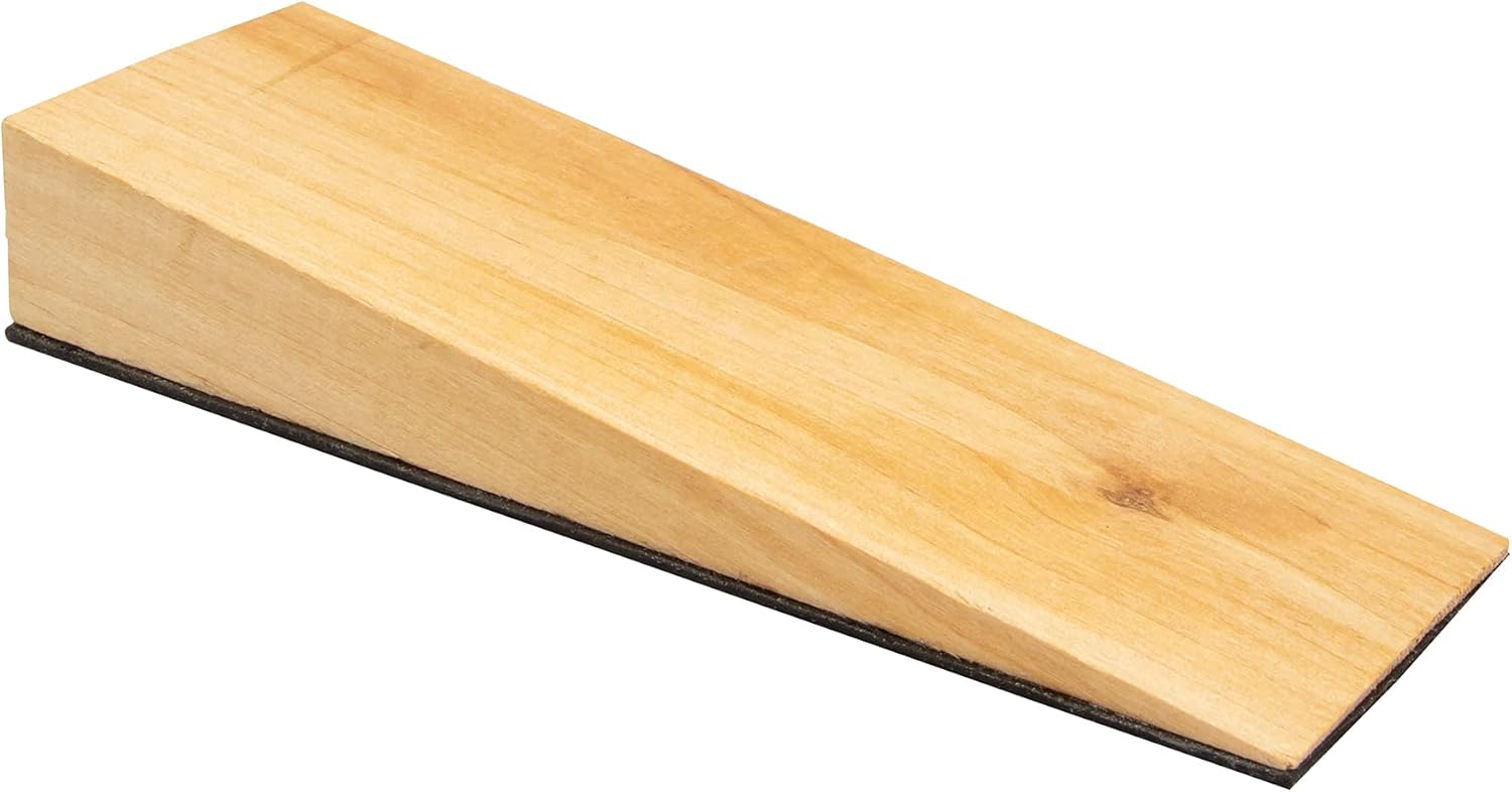 Wagner Door Wedge/Doorstop Wood - 119 x 40 x 19 mm, Wooden Wedge Made of Solid Birch Wood + Anti-Slip Fleece, to be Pushed Underneath Doors, Protects Door, Wall and Furniture - 15695000