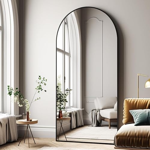 Vista 37 de Espejo arqueado de longitud completa, espejo arqueado de 36 x 78 pulgadas con soporte, montado en la pared para baño, vestidor, para colgar