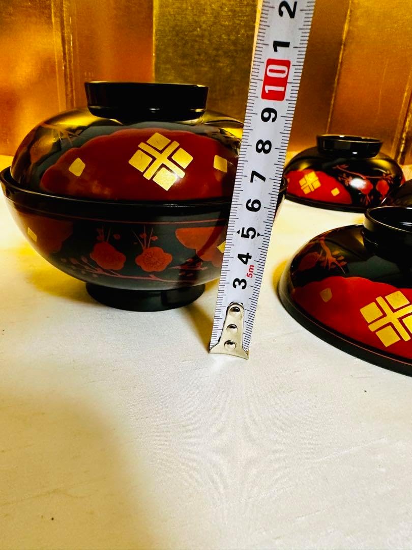 新品✬会津塗り　お吸い物椀蓋付き　流れ梅20客　漆器　桐箱入り 新品✬会津塗り お吸い物椀蓋付き 流れ梅20客 漆器 桐箱入り