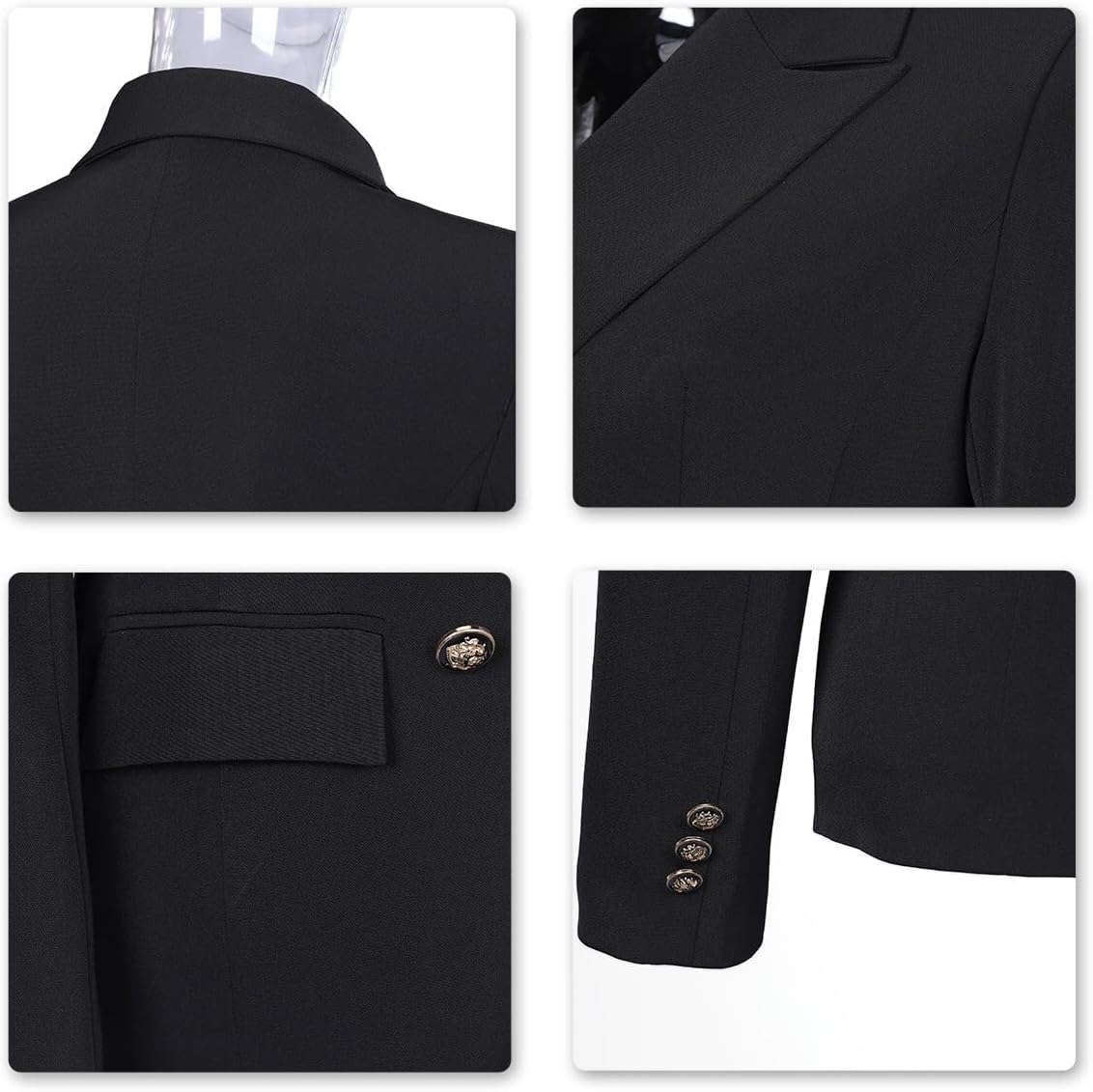 YUNCLOS Women's 2 Piece Double Breasted Suit Set Two Button Blazer and Pants - Image 5