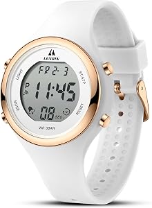 LN LENQIN Reloj Mujer Digital Relojes 30M Impermeables para Mujeres Reloj De Cuarzo Analógico Relojes De Pulsera para Mujer con Fecha Luminoso Casual De Moda CorreaAlarma/Temporizador/Fecha