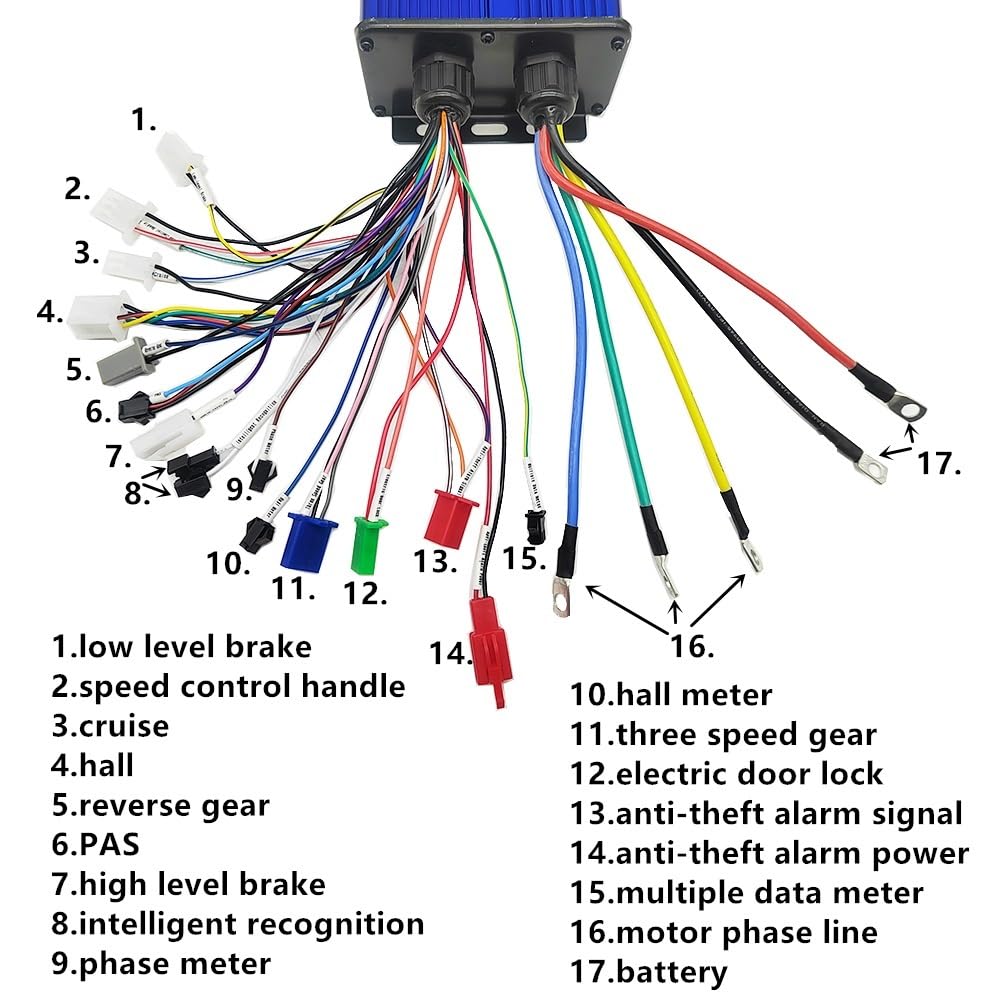 Centralina Monopattino Elettrico 36V 48V 60V 72V 2000W 3000W Kit Controller Motore Brushless Acceleratore Con Freno 45A 60A for Bici Elettrica/Trycycle/E-Scooter