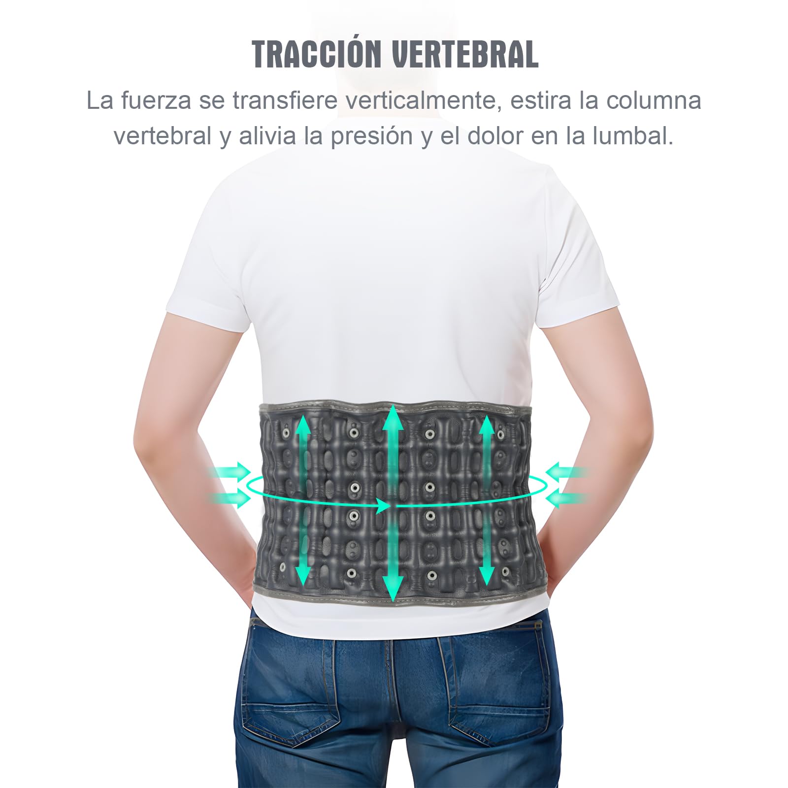 Cinturón de espalda de descompresión con almohadilla térmica inalámbrica para alivio de espalda y soporte lubricante
