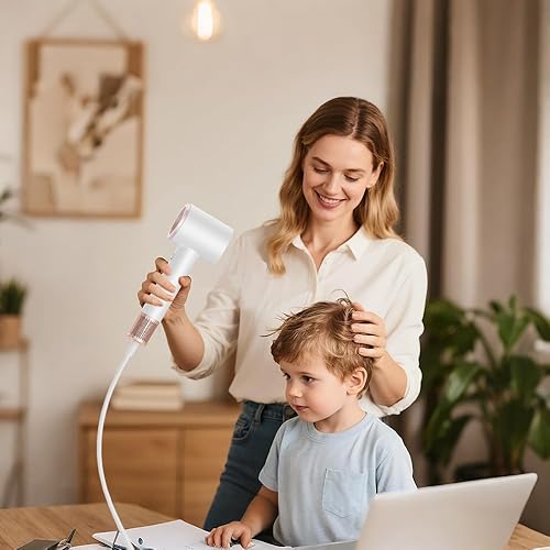 Miniatura 6 de BOWEI Secador de pelo profesional de viaje, motor sin escobillas de 110000 RPM, silencioso 49 dB, ligero 0.83 libras, iones negativos, secado rápido