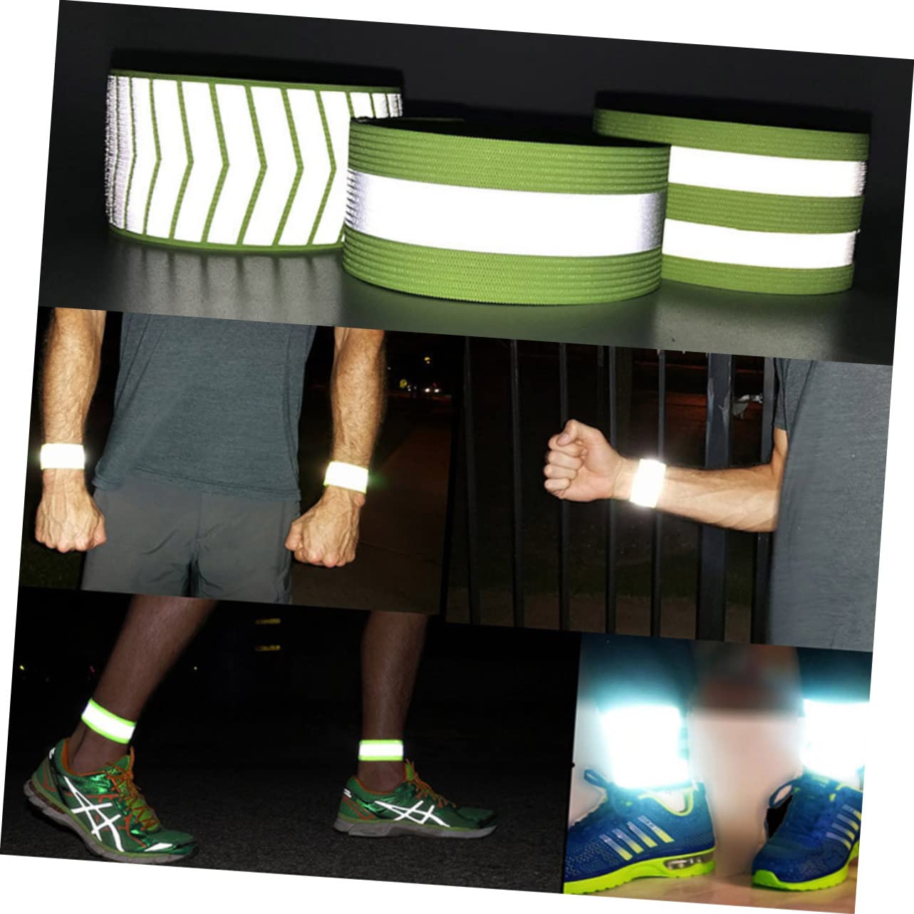 18pièces Brassard Réfléchissant Fluorescent Élastique pour Activités Nocturnes Course Et Randonnée Vert
