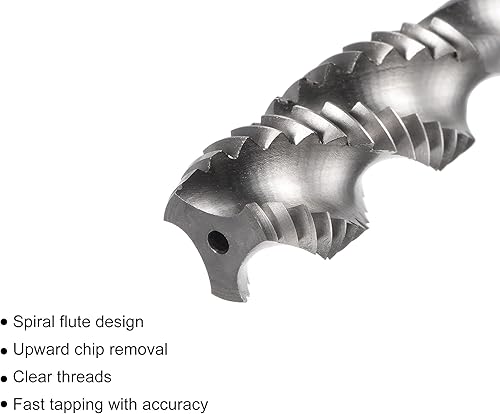 Miniatura 3 de uxcell Grifo de roscado de flauta espiral 12-13 UNC, HSS (acero de alta velocidad) sin recubrimiento rosca de máquina roscado 3 flautas herramienta