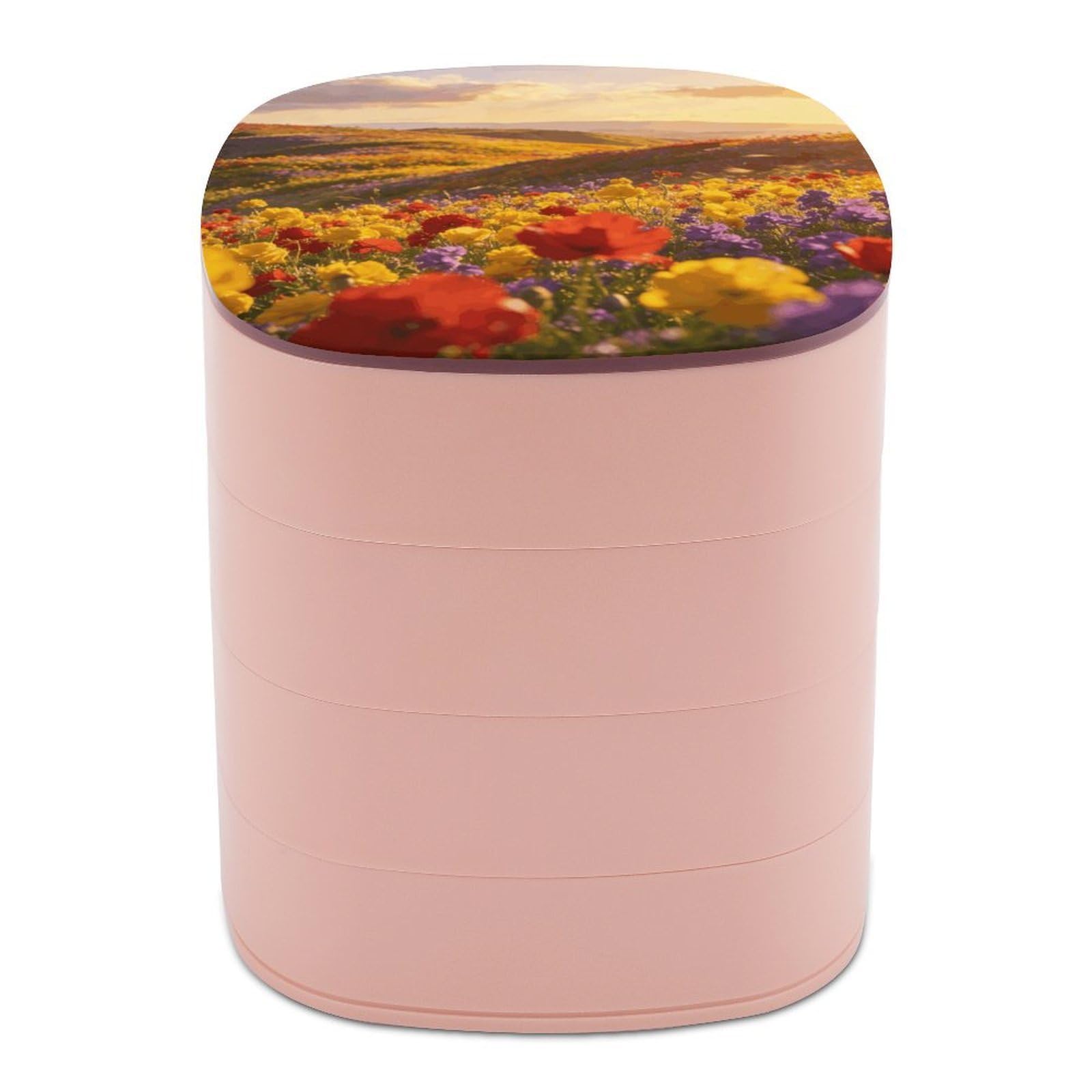 LZQPOEAS Gilded Flower Sea Jewelry Box Women Jewelry Organizer Travel Jewelry Case Cute Necklace Ring Storage Organizer 4-Layer Rotating Jewelry Tray Case with Mirror for Bracelets