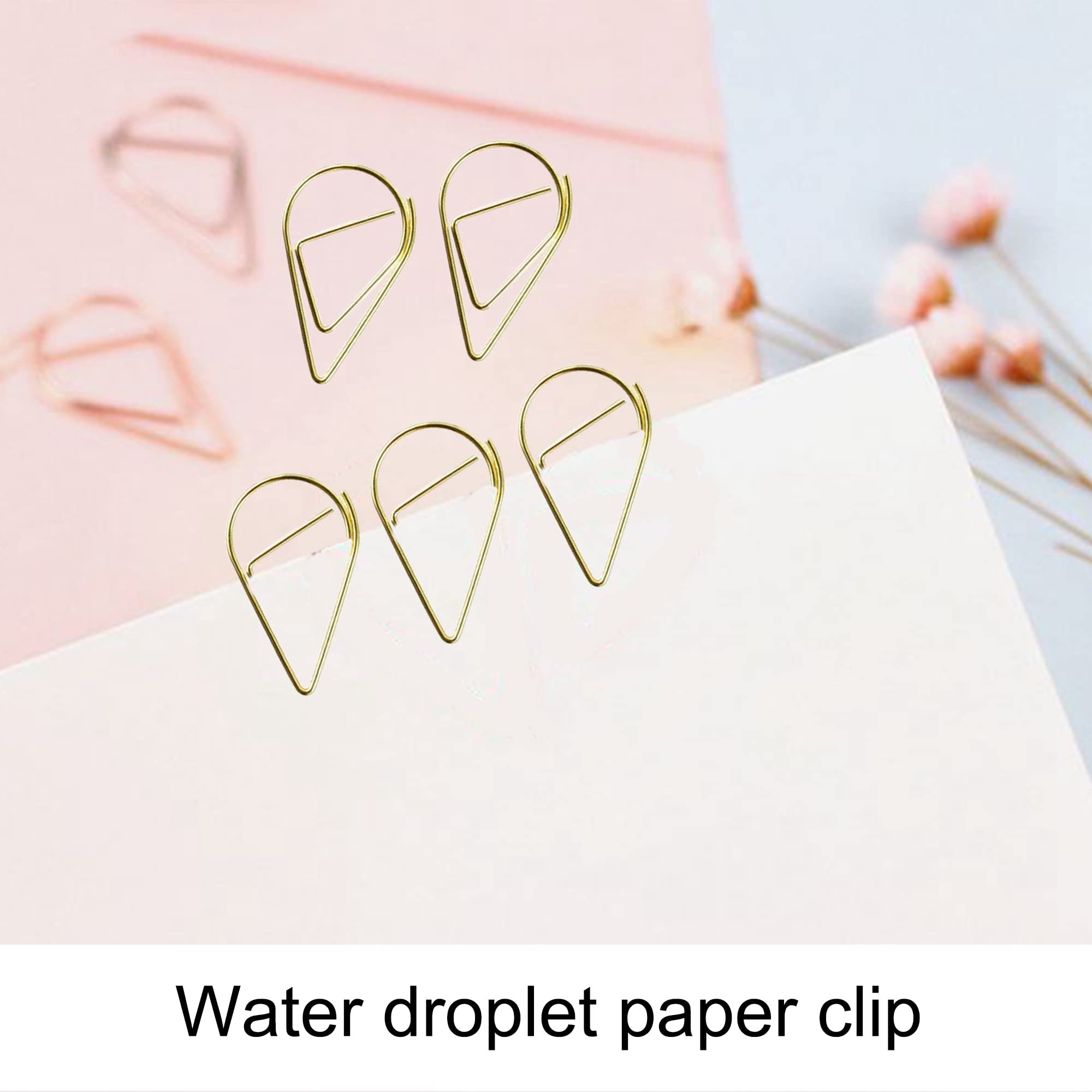 Gold Water Drop Paper Clips, Golden Droplet Metal Clips - 150 Pieces (15 x 25mm) for Office & School Document Organizing - Image 4