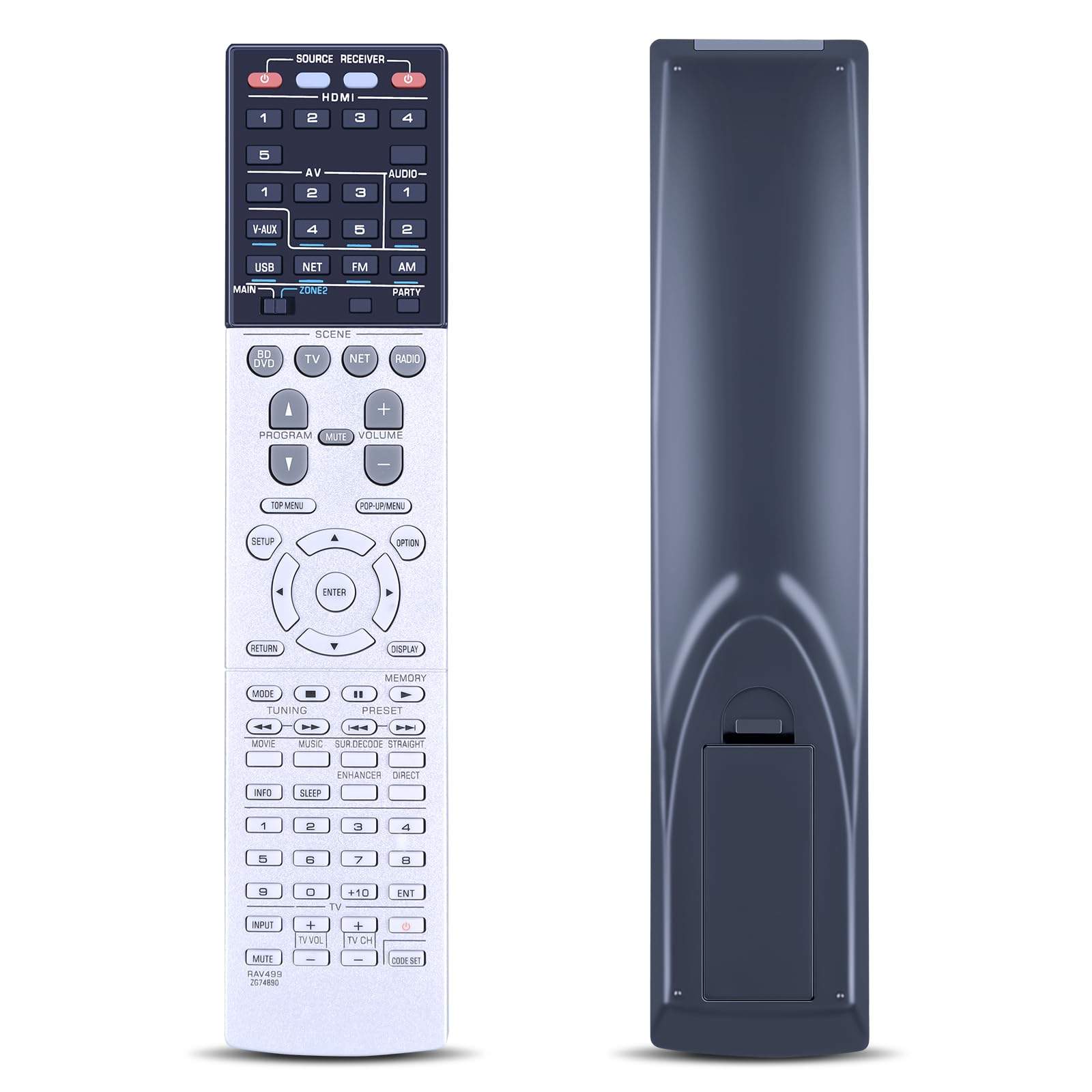 Télécommande de rechange RAV499 compatible avec récepteur AV Yamaha RAV499-ZG74890 RX-S600 RXS600