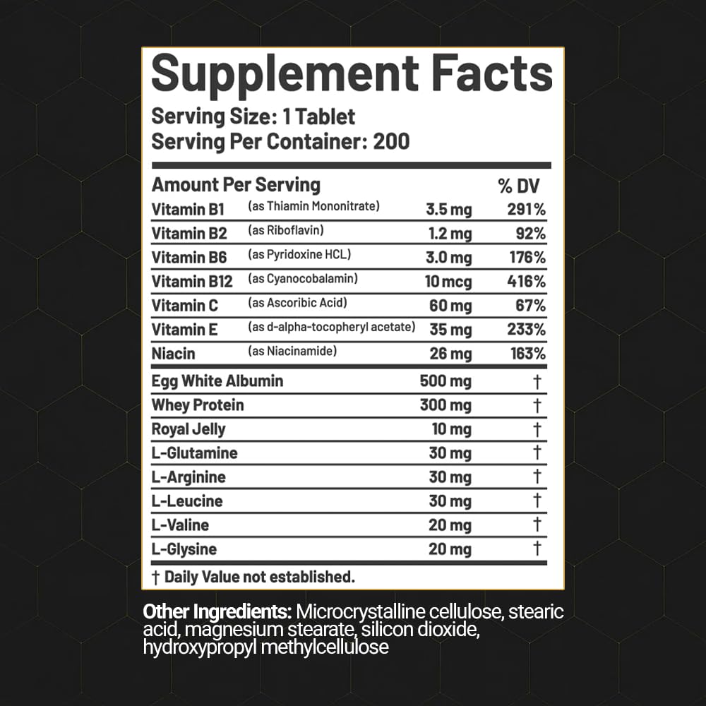 Premium Albumin Complex with Egg White & Whey Protein, 200 Tablets — Amazon image 2
