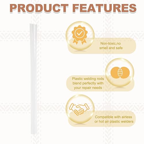 Miniatura 3 de MECCANIXITY Varillas de soldadura de plástico de 20 pulgadas, varillas redondas de doble hebra, varillas de soldadura ABS para soldador de plástico,