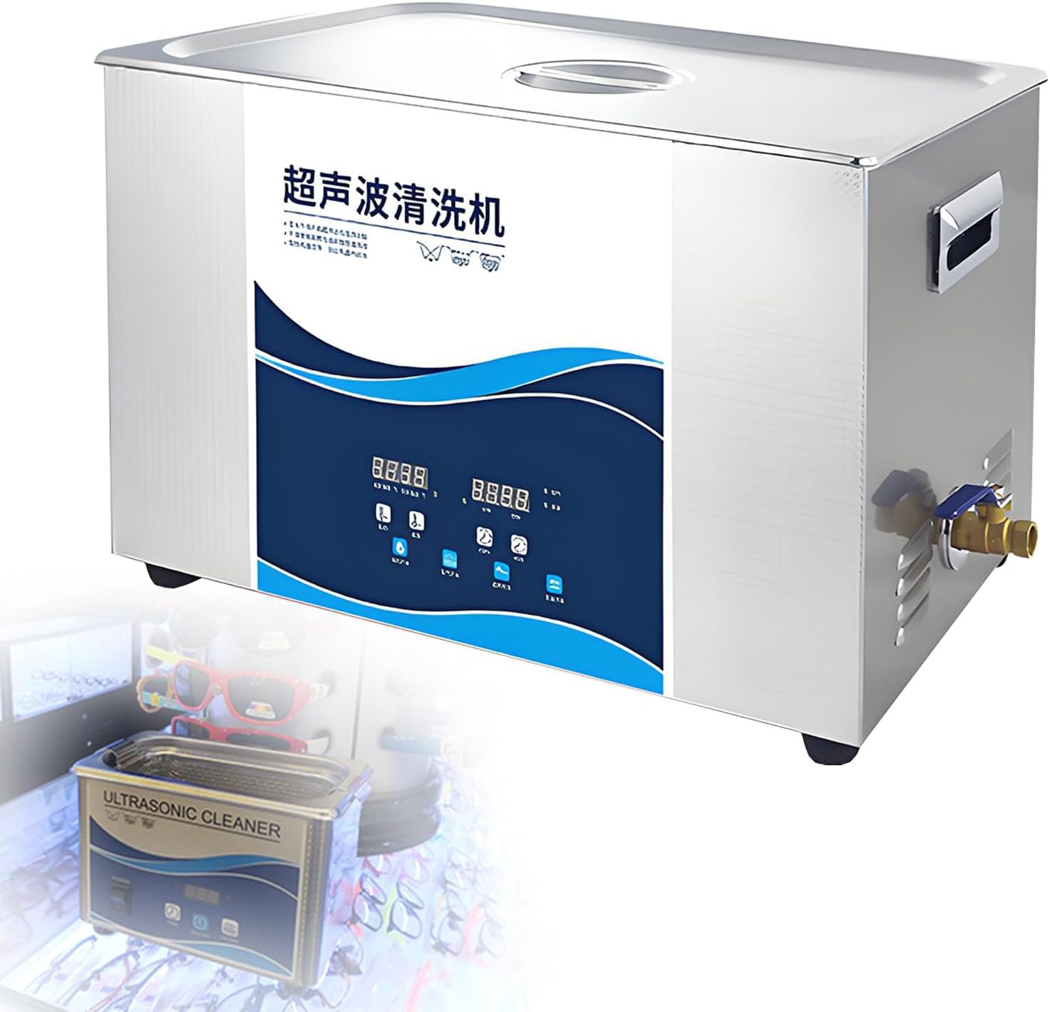 Professional Ultrasonic Cleaner 30L with Heater & Timer, Stainless Steel Digital Ultrasonic Cleaning Machine for Lab Tools & Parts, Includes Basket for Retainers & Accessories