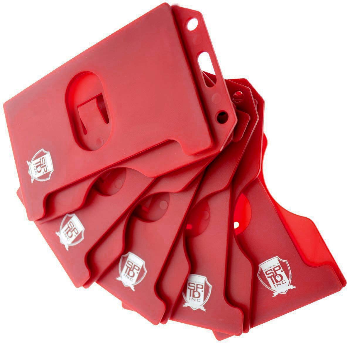 Ausweishalter für mehrere Ausweise, robust, starr, Hartplastik, Rot, 5 Stück
