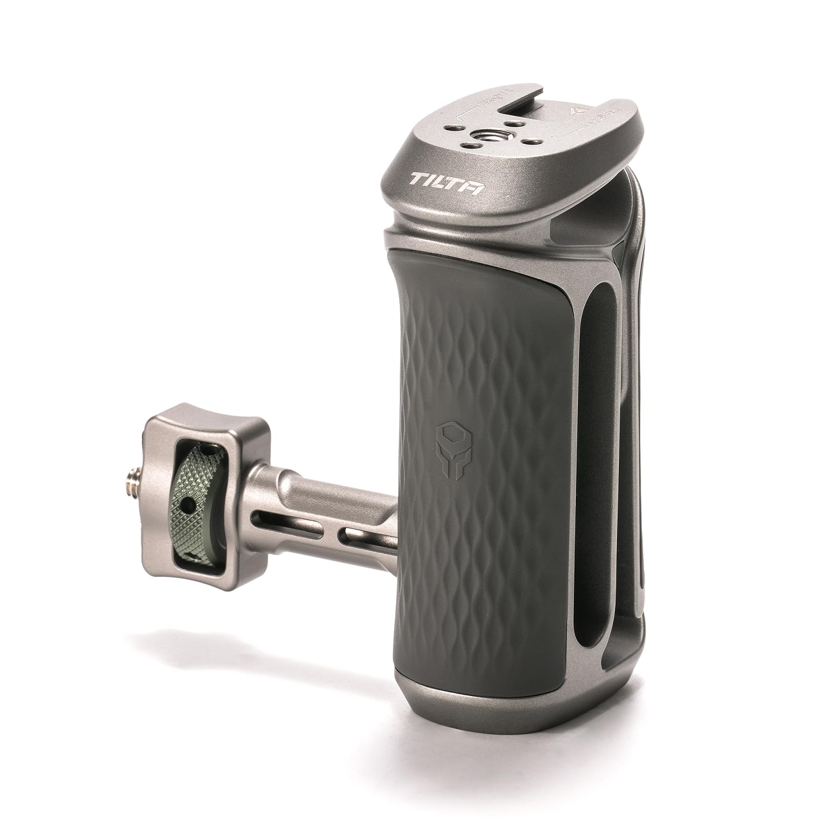 Tilta Xeno Maniglia laterale 1/4″-20 con perni di posizionamento, impugnatura laterale ergonomica per DSLR/Mirorrless fotocamera Rigs e monitor Rigs - Grigio titanio TA-XSH1-TG