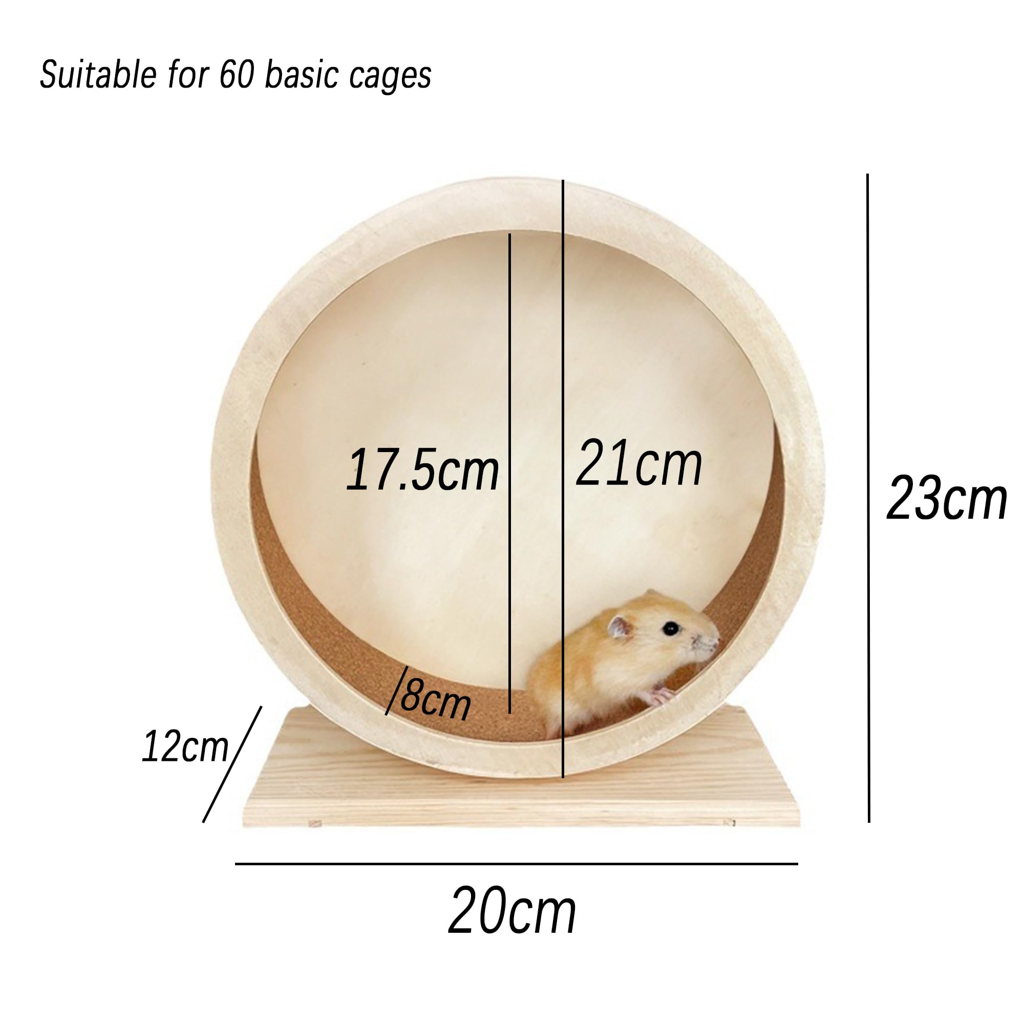 Rueda de hámster de 20 cm, rueda de ejercicio silenciosa de madera con base, rueda de ejercicio de doble rodamiento, rueda giratoria silenciosa para jerbos de hámster sirio enano y animales